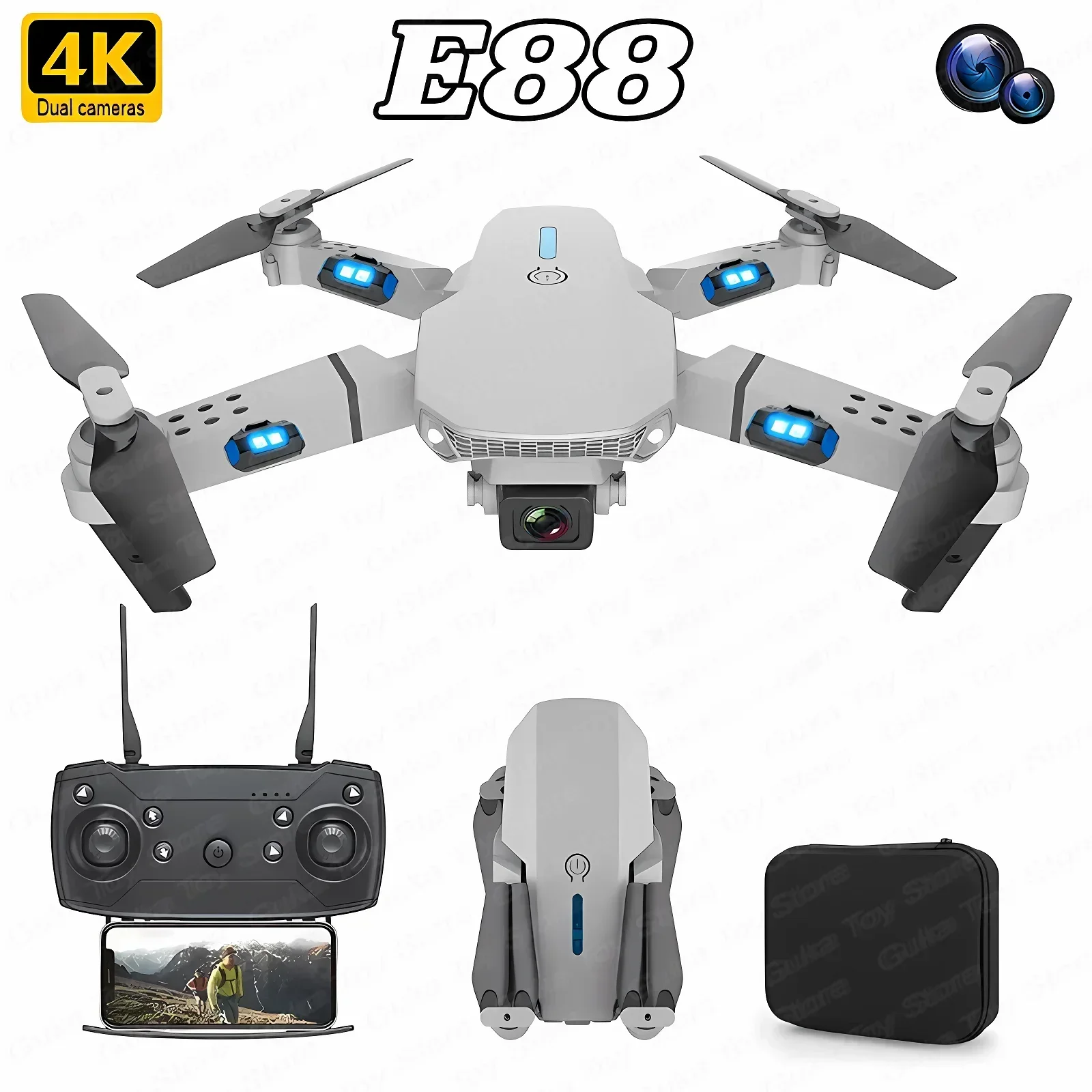 Drone Rc Helicopter With Camera - E88 프로 와이파이 FPV 드론, 광각