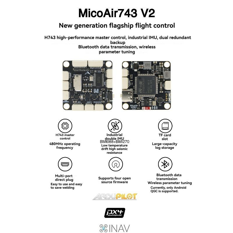 MicoAir743 V2 비행 컨트롤러 듀얼 IMU 블 - Drone Rc Flight Controller 리뷰 및 가격