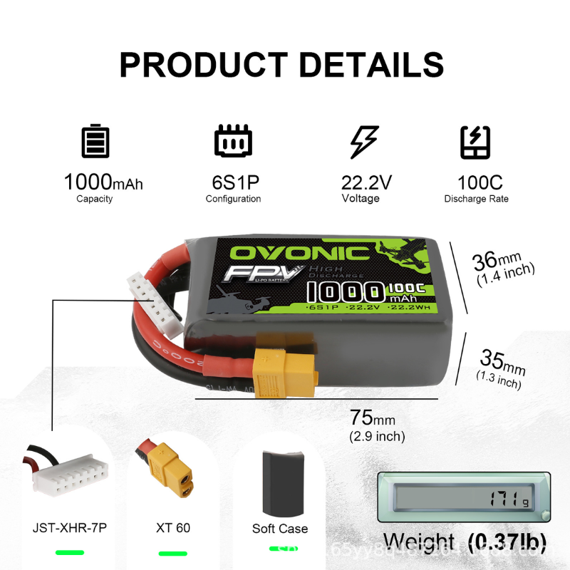 2Pcs OVONIC 1000mAh 100C 22.2V - Drone Carrera Rc 리뷰 및 가격