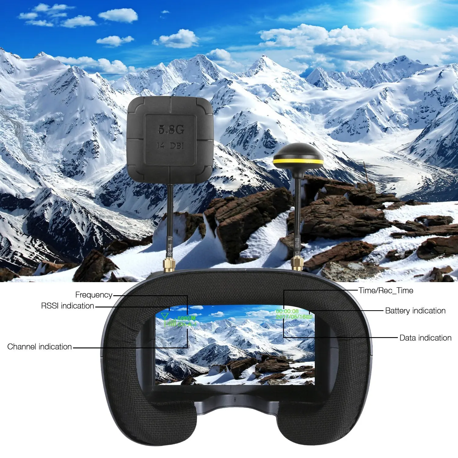 5.8G 40CH 4.3 인치 800*480 비디오 헤 - Fpv Goggles Headset 리뷰 및 가격